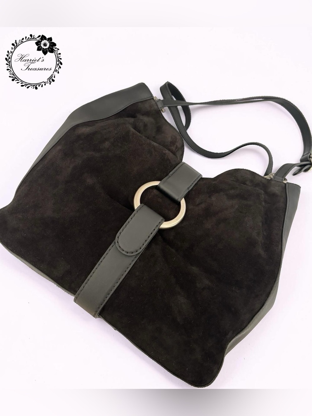 Michael Kors Black Suede Shoulder Bag with Ring Detail - Picture 4 of 6